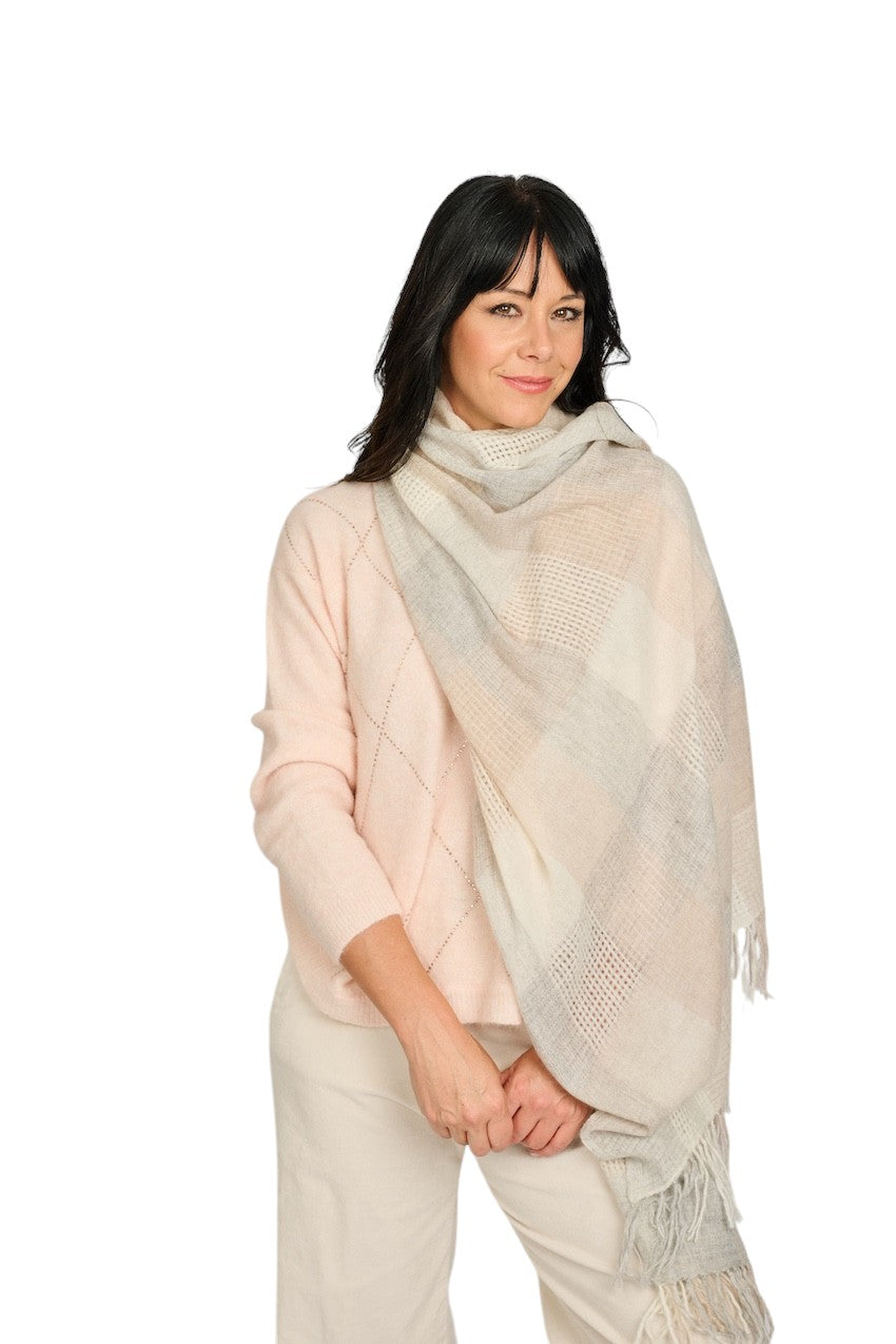 Andrea'S 1947 sjaal dames poeder 8527 SCARF NET UNICA