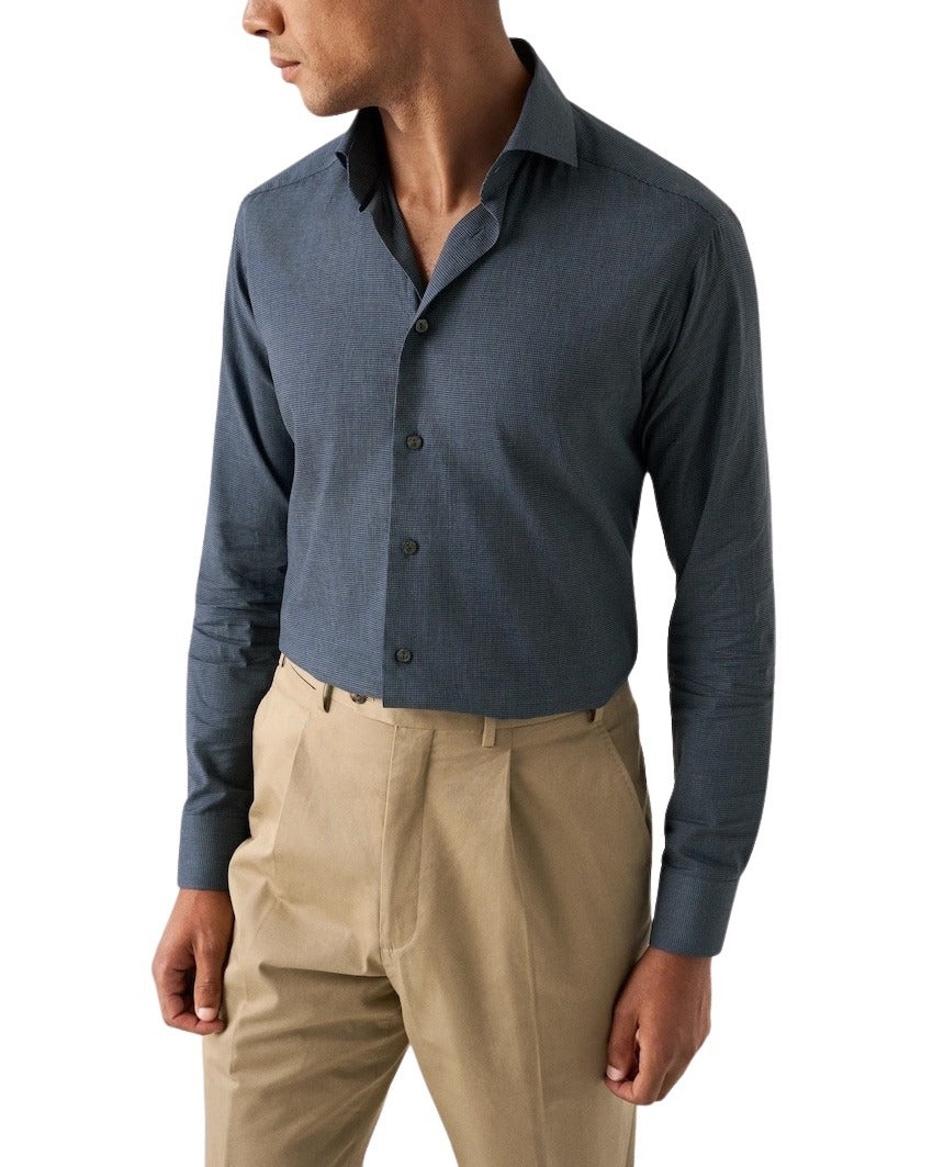 Eton chemise manches longues hommes bleu foncé