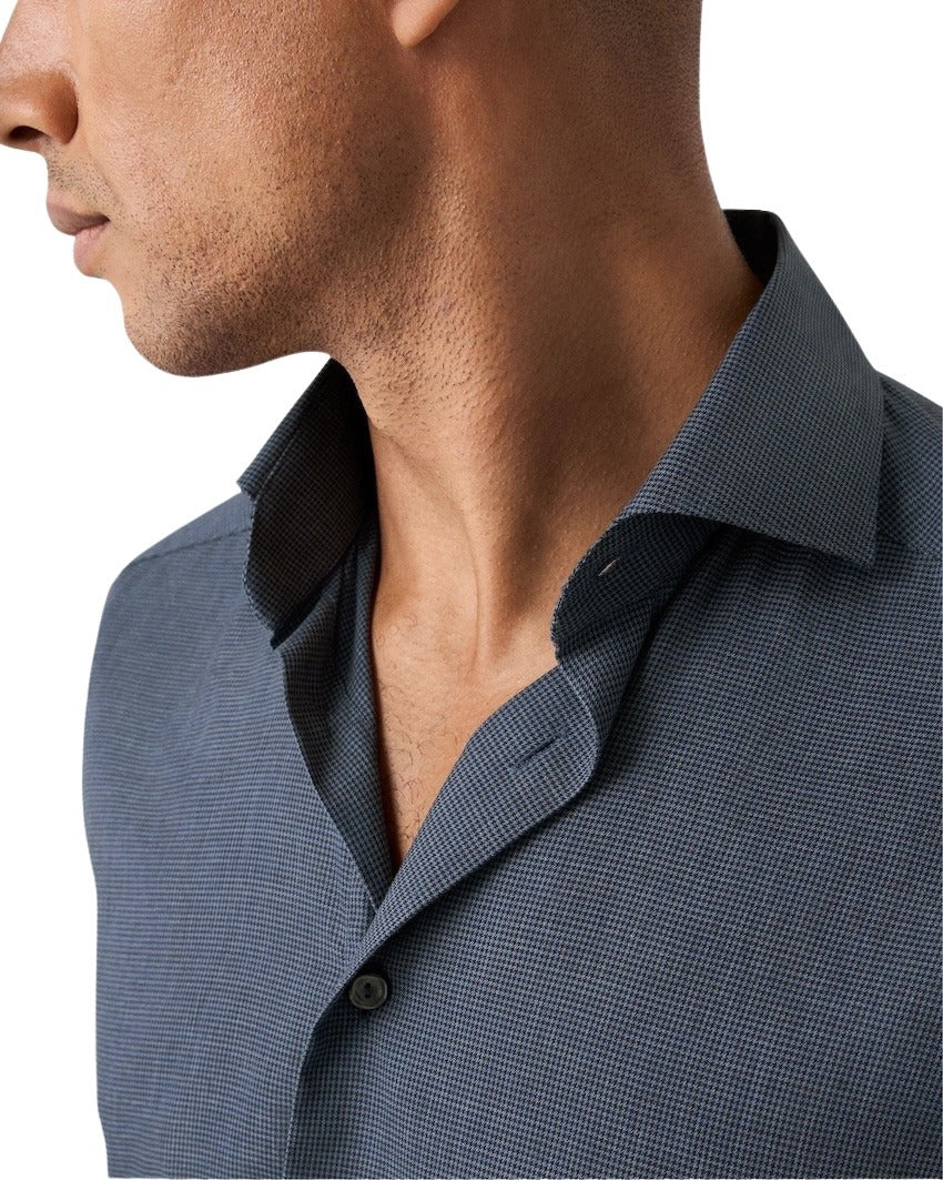 Eton chemise manches longues hommes bleu foncé
