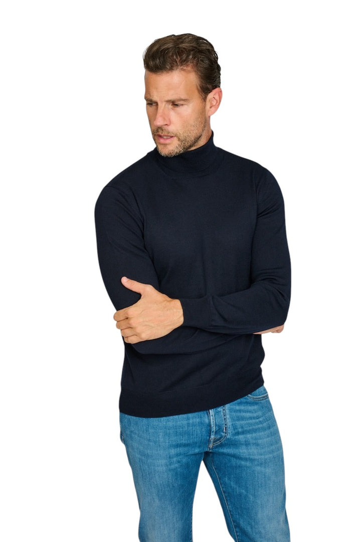 Gran Sasso Men pull trui rolkraag heren donker blauw 55157 14290 598