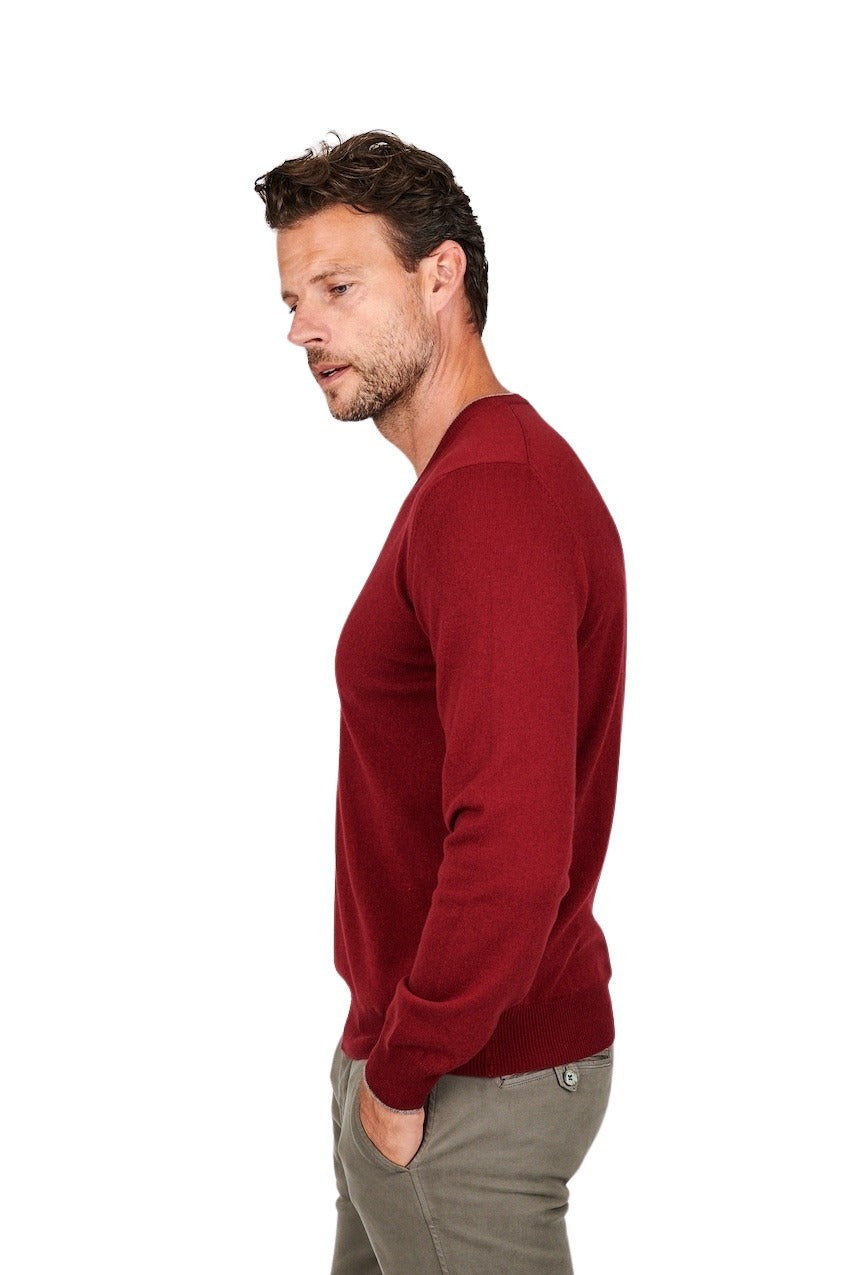 Gran Sasso Men pull trui v-hals heren bordeaux