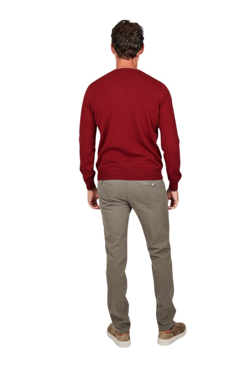 Gran Sasso Men pull trui v-hals heren bordeaux