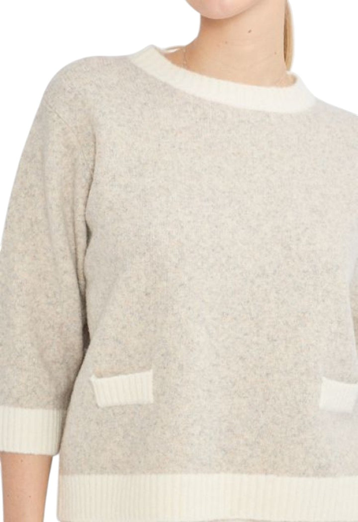 Jeff pull trui ronde hals dames beige GIGI