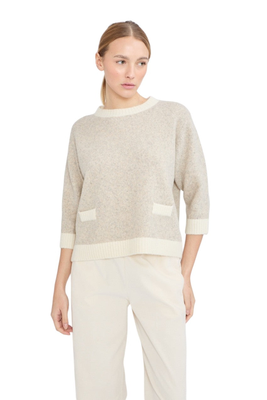 Jeff pull trui ronde hals dames beige GIGI