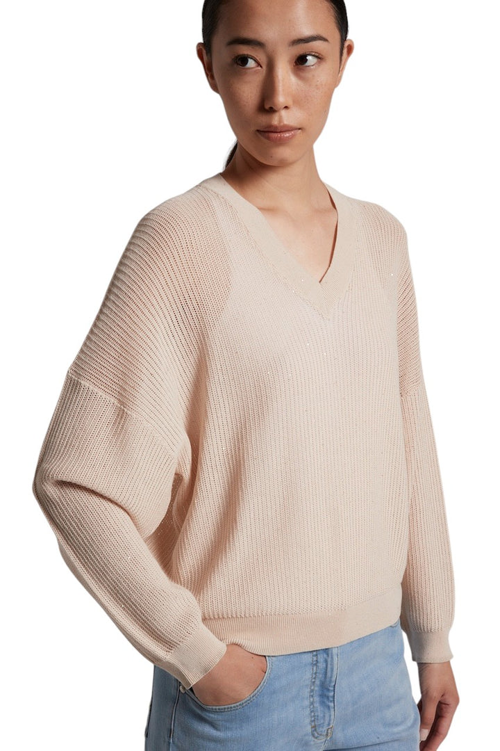 Peserico pull trui v-hals dames beige S99792F12 A9268 A42