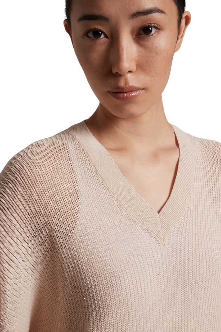 Peserico pull trui v-hals dames beige S99792F12 A9268 A42