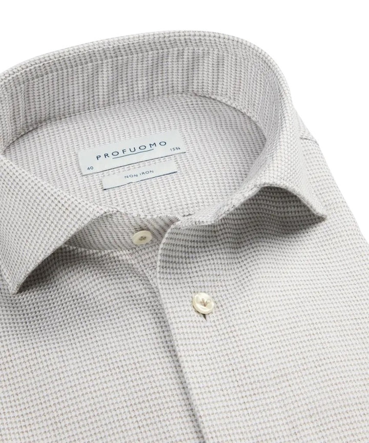 Profuomo hemd lange mouwen heren beige PPWH30004C F