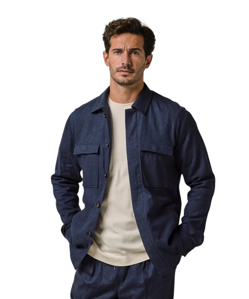 Profuomo hemd lange mouwen heren marine PPWF10006A
