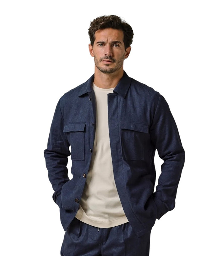 Profuomo hemd lange mouwen heren marine PPWF10006A