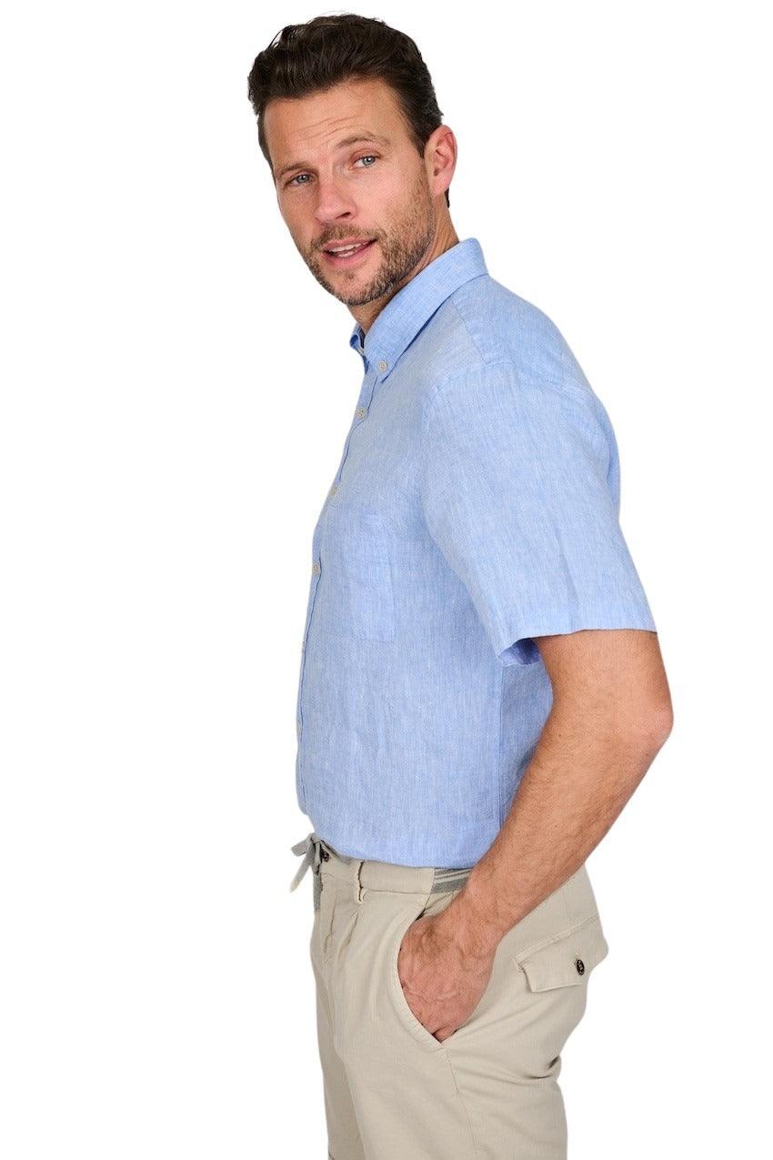 Brax Men hemd korte mouwen heren licht blauw - Artson Fashion