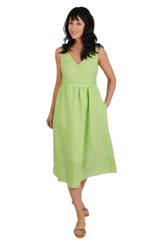 120% Lino kleedje dames groen - Artson Fashion